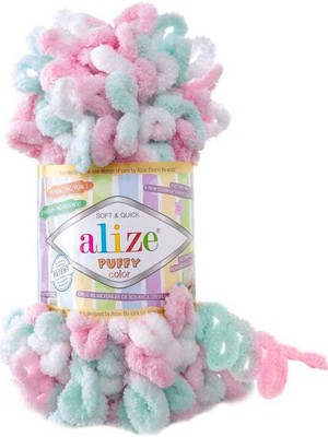 Alize Puffy Color 6052 %100 Mikropolyester Yumuşak İplik Renkli Battaniye ve Bebe Ürünleri İçin