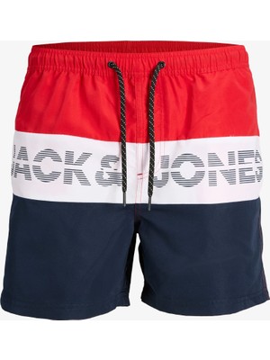 Jack & Jones Jpstfiji Jjswim Colorblock Sn Kırmızı Erkek Deniz Şortu 12227260-Chine