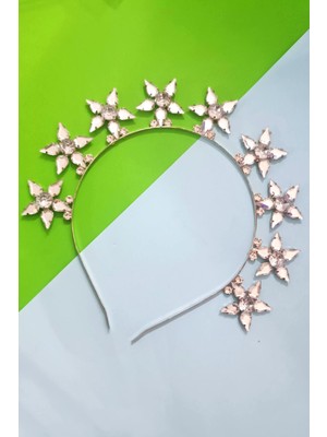 New Obsessions Çiçek Motifli Kristal Taşlı Parti Taç