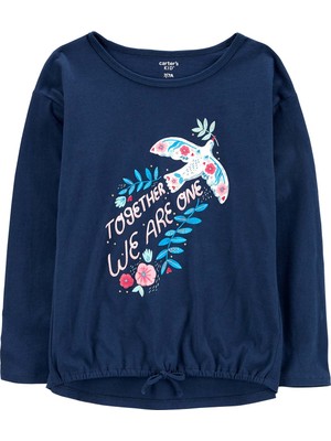 Carter's Kız Çocuk Uzun Kollu Tshirt Lacivert