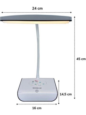 Şarjlı Oynar Esnek Başlıklı Dokunmatik 3 Farklı Modda Yanan Kaymaz Taban LED Masa Lambası (3791)