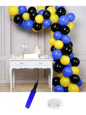Kidspartim Doğum Günü Siyah Sarı Lacivert Balon Zinciri 63 Parça