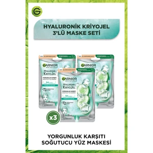 3'lü Garnier Hyaluronik Kriyojel Yorgunluk Karşıtı Soğutucu Yüz Maskesi Seti