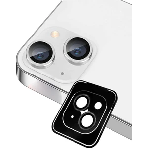 Case World Apple iPhone 14 Alüminyum Alaşım Safir Temperli Cam Kamera Lens Koruyucu - Siyah