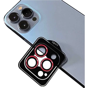 Case World Apple iPhone 14 Pro Max Alüminyum Alaşım Safir Temperli Cam Kamera Lens Koruyucu - Kırmızı