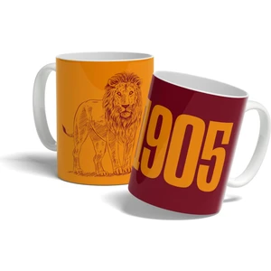 Aslan 1905 Tasarımlı Baskılı Sarı-Kırmızı Kupa Bardak