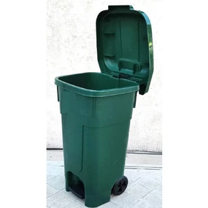 Pom Store Tekerlekli Pedallı Kapaklı Tutma Saplı Özel Çöp Konteyneri 120 Lt ( Yeşil ) Büyük Boy