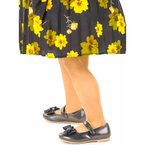 Kiko Kids Cırtlı Fiyonklu Kız Çocuk Babet Ayakkabı Ege 200 Vakko Platin