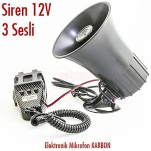 Gürler Oto Kılıf ve Aksesuar Carub Siren 12V 3 Sesli Elektronik Mikrofon Karbon BR2744001