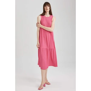 Bisiklet Yaka Kolsuz Midi Volanlı Elbise A8841AX23SM