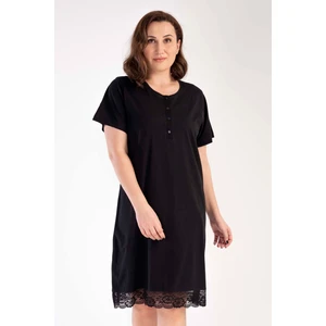 Pamuklu Kadın Büyük Beden Kısa Kol Dantelli Gecelik
