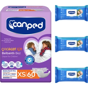 Belbantlı Hasta Bezi Extra Küçük XS 60 Adet + Vücut Temizleme Mendili 3 Paket