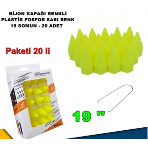 Sivri Mermi Tip Bijon Kapağı Plastik Fosfor Sarı Renk 19 mm Bijon Uyumlu 20 Adet - Caraks