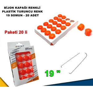 Renkli Bijon Kapağı Plastik Turuncu Renk Altıgen 19 mm Bijon Uyumlu 20 Adet - Caraks