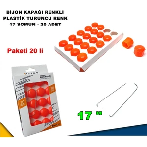 Renkli Bijon Kapağı Plastik Turuncu Renk Altıgen 17 mm Bijon Uyumlu 20 Adet - Caraks