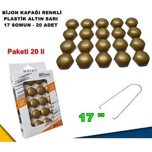 Renkli Bijon Kapağı Plastik Gold Renk Altıgen 17 mm Bijon Uyumlu 20 Adet - Caraks