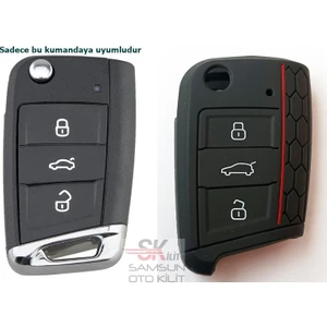 Skilit Samsun Oto Kilit Volkswagen Skoda Seat Mqb 2013+ Silikon Anahtar Kılıfı Kumanda Kılıfı Oto Anahtarlık