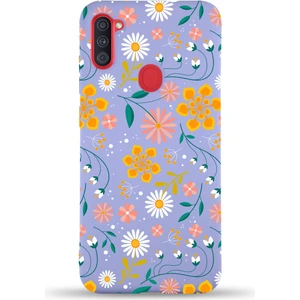 Printify Samsung Galaxy M11 ile Uyumlu Lansman Çiçek Tasarımlı Içi Kadife Kapak Kılıf