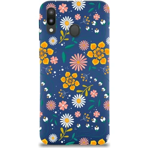 Printify Samsung Galaxy M20 ile Uyumlu Lansman Çiçek Tasarımlı Içi Kadife Kapak Kılıf