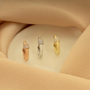 Dkmn Silver Ortası Zirkon Taşlı  Rose Renk 925 Ayar Yuvarlak Gümüş Küpe