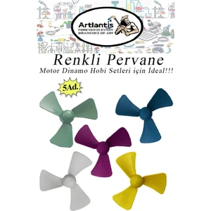Deney Pervanesi Renkli 5 Adet Dc Motor Dinamo Uyumlu Pervane 3 Kanatlı Pervane Deney Eğitim Pervanesi