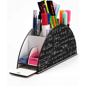 Ahşap Vip Matematik Model Gökkuşağı Cetvelli Masaüstü Kalemlik Organizer Montajlı Kutulu