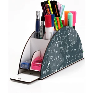 Ahşap Vip Matematik Model Gökkuşağı Cetvelli Masaüstü Kalemlik Organizer Montajlı Kutulu