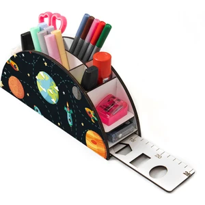 Ahşap Vip Roket Cetvelli Masaüstü Kalemlik Kutu Çocuklar Için Organizer NOTPAVIP88