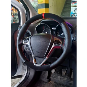 Gürler Oto Kılıf ve Aksesuar Universal Noktalı-Alkantara Dikmeli Direksiyon Kılıfı Kırmızı Yüzüklü (38×10.5cm)