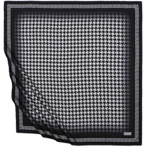 Bursa İpek Gri Siyah Kazayağı Ipeksi Eşarp