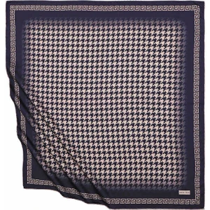 Bursa İpek Pudra Lacivert Kazayağı Ipeksi Eşarp