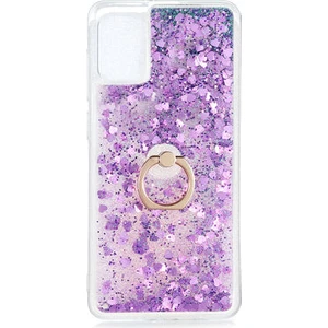 Kip GSM Galaxy A31 Kılıf Sıvılı Simli Yüzüklü Kapak