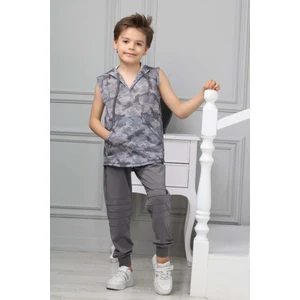 Erkek Çocuk Dalgıç Kumaş Spor Şort Tişört  Bermuda Alt-Üst Takım-ET-0001