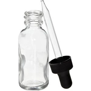 Beyaz Şeffaf Cam Şişe Cam Damlalık 30 ml