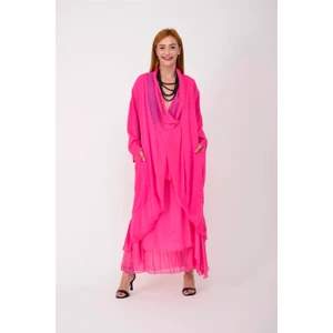 Bohem Stil Vizon Italyan Ipek Detaylı Oversize Kaftan & Bluz