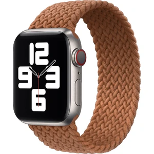 Solo Loop Örgü Kordon, Apple Watch Series SE/10/9/8/7/6/5/4/3 Uyumlu 42mm-41mm-40mm-38mm, Medium, Taba