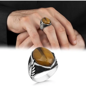 Argento Silver Kaplangözü Taşlı 925 Ayar Gümüş Erkek Yüzük