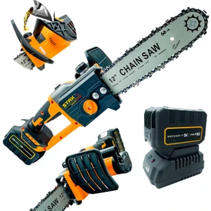 Staxx Power Yağ Pompalı X-Metal Dişli 58V 5AH Çift Akülü Dal Kesme Budama Testere Bıçkı Makinesi 35CM Palalı
