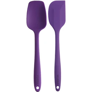 Silikon Kaşık Spatula Seti 2lı Büyük Boy Yanmaz Yapışmaz Çizmez Özel Renk Mor