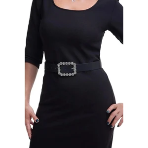 Taşlı Tokalı Siyah Kadın Kemer