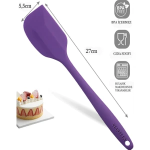 Silikon Spatula Büyük Boy Yanmaz Yapışmaz Çizmez Özel Renk Mor