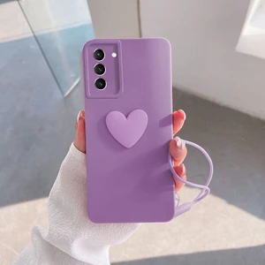 Samsung Galaxy S22 Kılıf Zebana Kalpli Love Kılıf Lila
