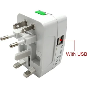 Universal Seyahat Priz Çevirici 2 Port USB Çıkışlı