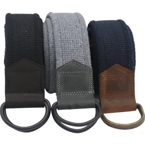 Anatolia Craft Derili Erkek Kadın Kız Genç Için D Tokalı  Siyah Antik Halkalı Dokuma Siyah Koyugri Lacivert Taktik Spor Kanvas Kot Bez Kemer