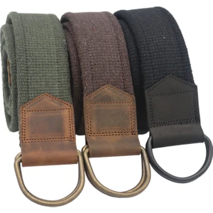 Anatolia Craft Derili Erkek Kadın Kız Genç İçin D Tokalı Siyah Antik Halkalı Dokuma YEŞİL KAHVERENGİ SİYAH Taktik Spor Kanvas Kot Bez Kemer