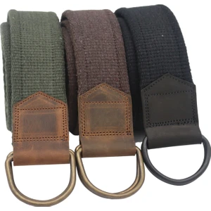 Anatolia Craft Derili Erkek Kadın Kız Genç İçin D Tokalı Siyah Antik Halkalı Dokuma Yeşil Bejkrem Siyah Taktik Spor Kanvas Kot Bez Kemer