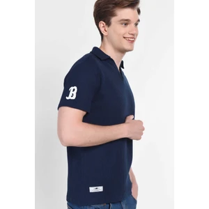 Russel Lacivert Polo Yaka Baskılı Erkek Tshirt