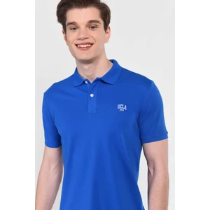 Lakes Mavi Polo Yaka Nakışlı Erkek Tshirt