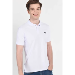 Lakes Beyaz Polo Yaka Nakışlı Erkek Tshirt