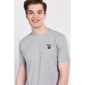 Bass Gri Bisiklet Yaka Baskılı Erkek Tshirt